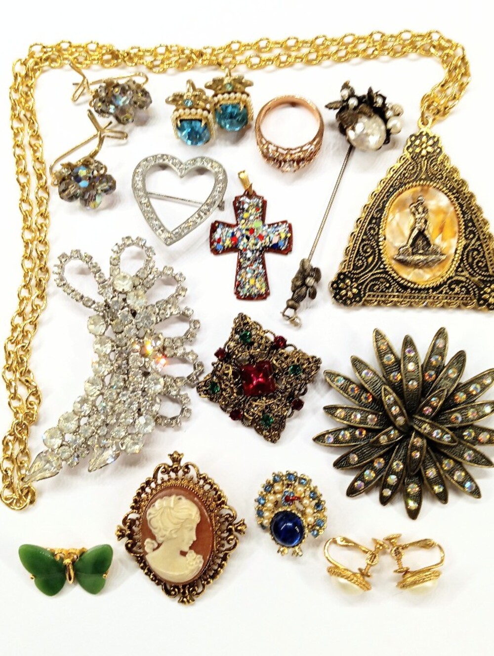 Vintage Jewelry Lot Haskell Rhinestone Cameo Judith McCann AS IS READ DETAILS